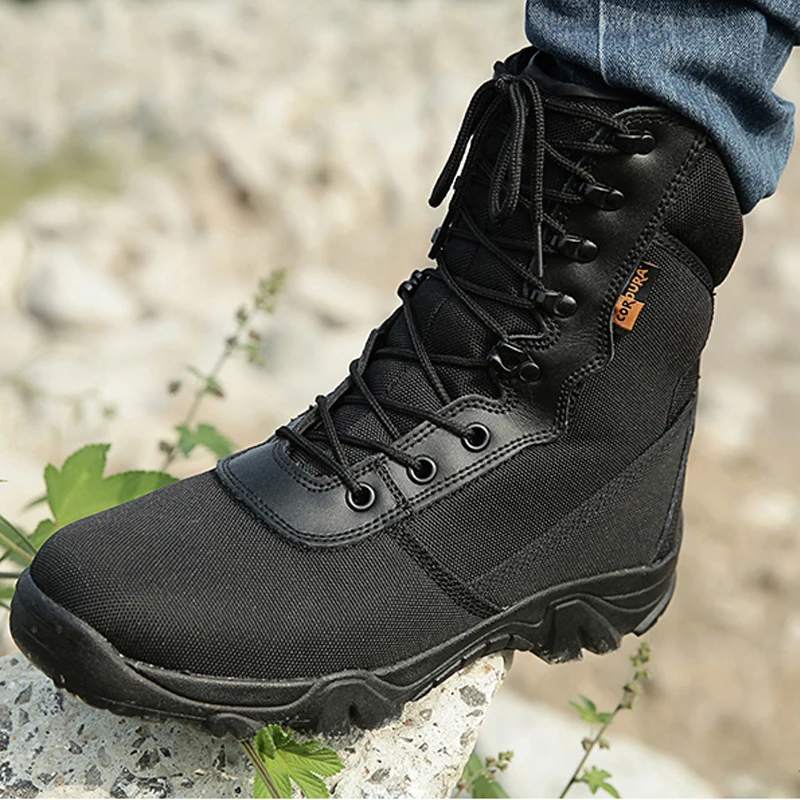 Autumn Winter Military Tactcial Men Boots  Black  Special Force Ankle Boots Mens Army Shoes Botas Work Shoes Leather Snow Boots