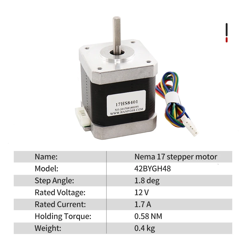 Nema17 Micro 42 stepper motor 1.7A 48MM 12V two-phase four-wire 1.8A Nema17 42 stepper motor 3D printing motor