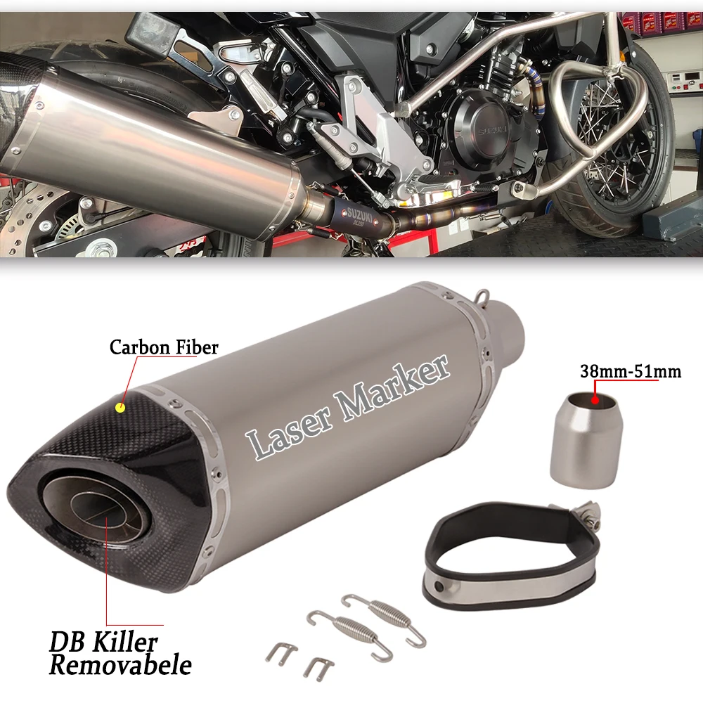 

51mm Universal Motorcycle Exhaust Muffler Tailpipe Escape Moto Link Pipe Accessories For DL250 DL650 Z900 Z1000 KTM390 Adventure