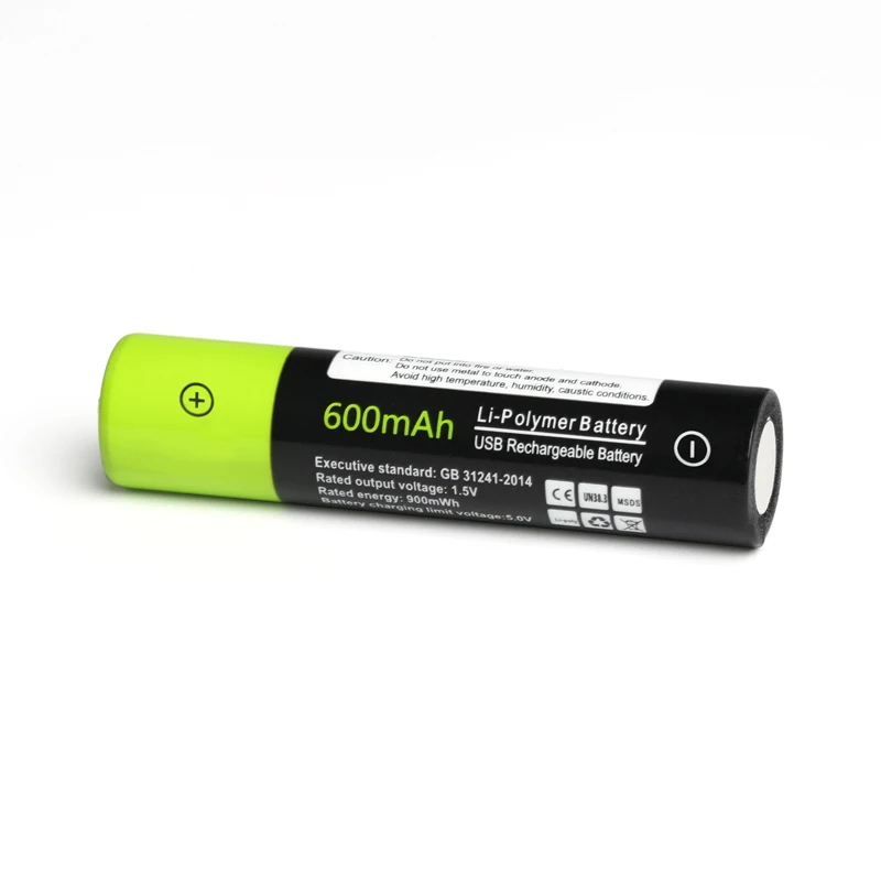 Znter-bateria recarregável de polímero de lítio, 1.5v, aaa, 600mah, usb, carregamento rápido, cabo micro usb