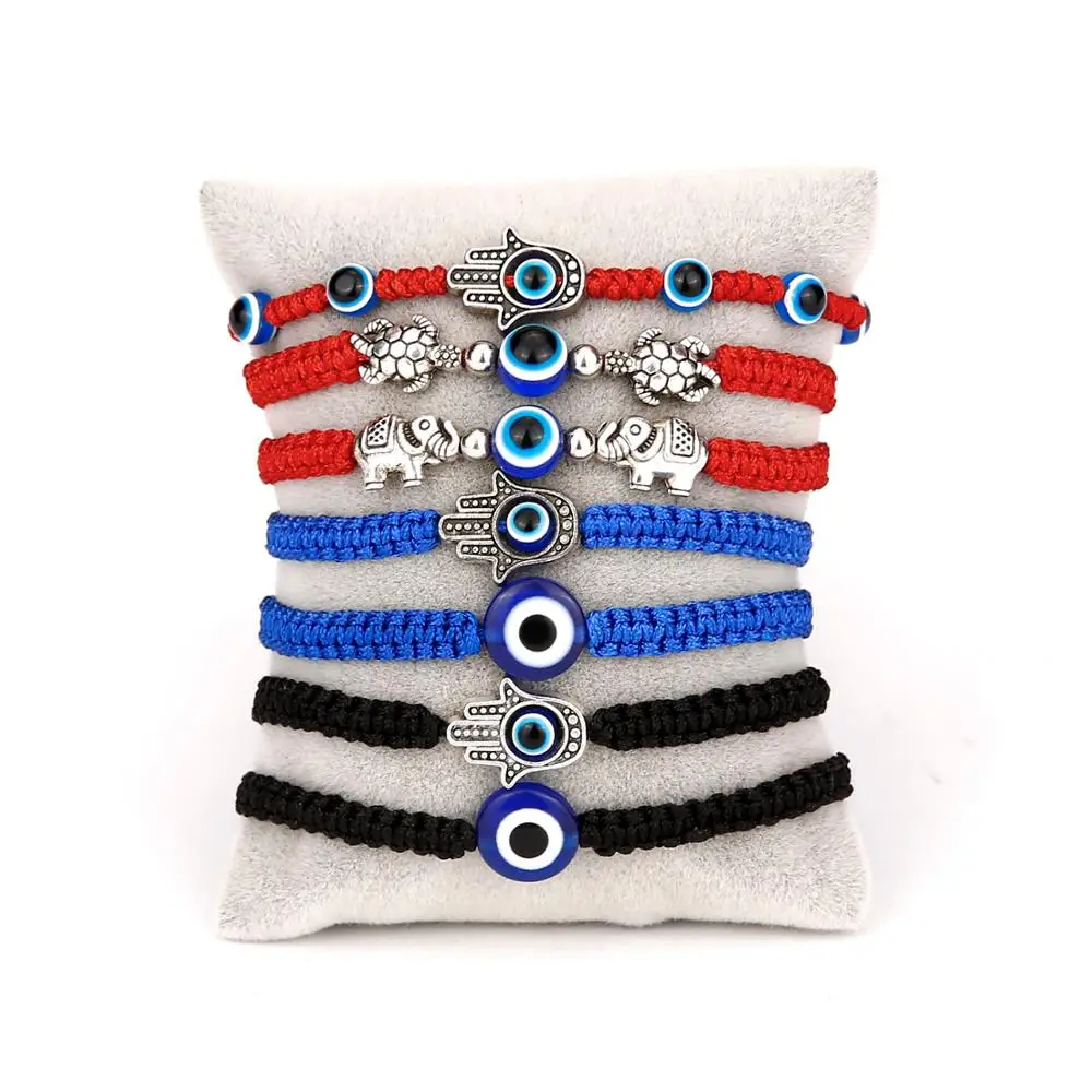 Wholesale Lucky Red Black String Thread Bracelets Blue Evil Eye Charm Bracelets Women Handmade Braided Rope Lucky Jewelry Gift