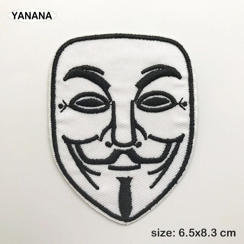 figure Mask Embroidered Applique for Jacket Clothes Stickers Badge DIY Apparel Accessories