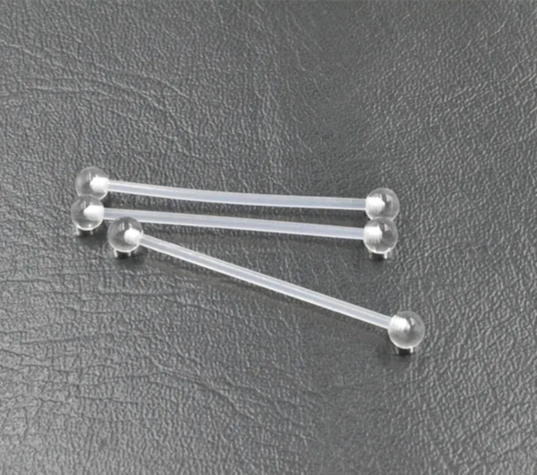 100pcs Body Piercing Jewelry - UV Flexible Long Bar barbells Retainer Sleeping Piercing Industrial Bar 1.6x38x5/5mm Ear Helix