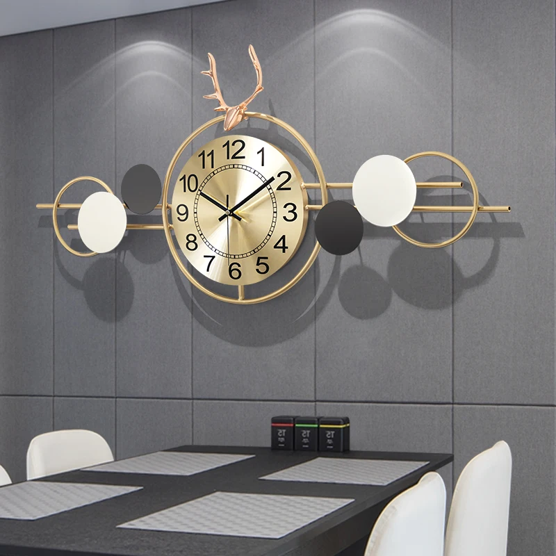 Modern Design Large Wall Clock 3d Fashion Luxury Metal Wall Art Decir with Clock Home Decor for Living Room Reloj De Pared 2021