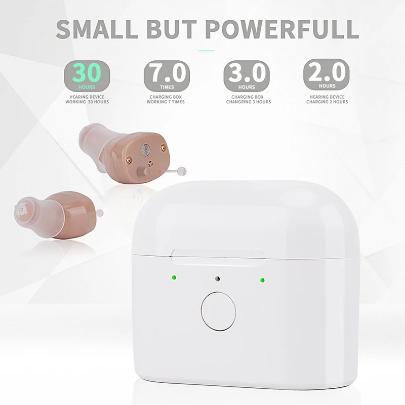 C600 Rechargeable Digital Wireless Hearing Aid 8-Channels 16-Bands Mini CIC Sound Amplifier with Portable Charging Box Dropship