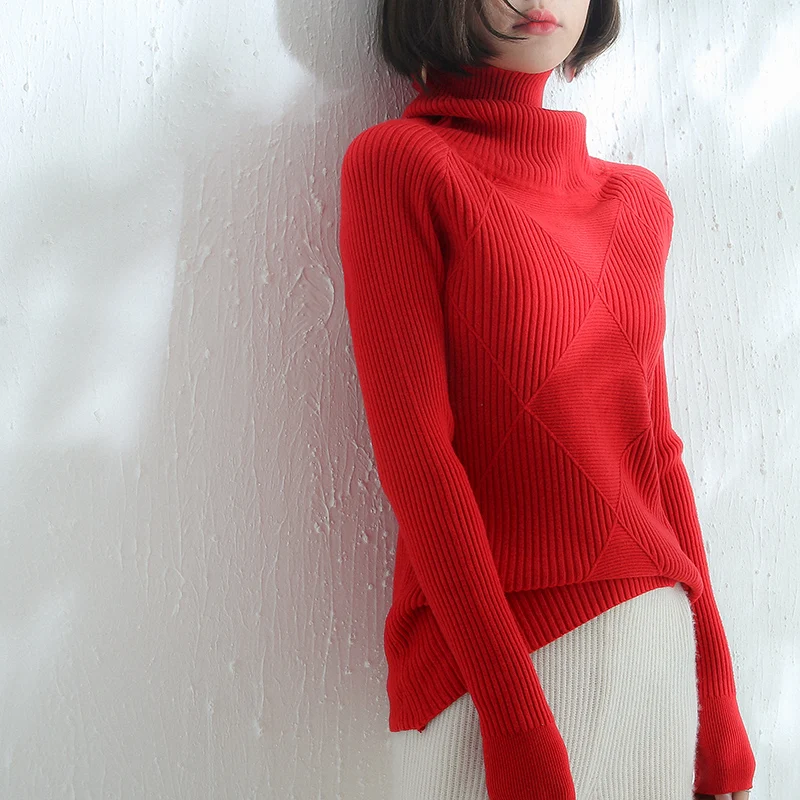 Maglione di cachemire maglione a collo alto da donna pullover a collo alto lavorato a maglia di colore puro maglione allentato di grandi dimensioni