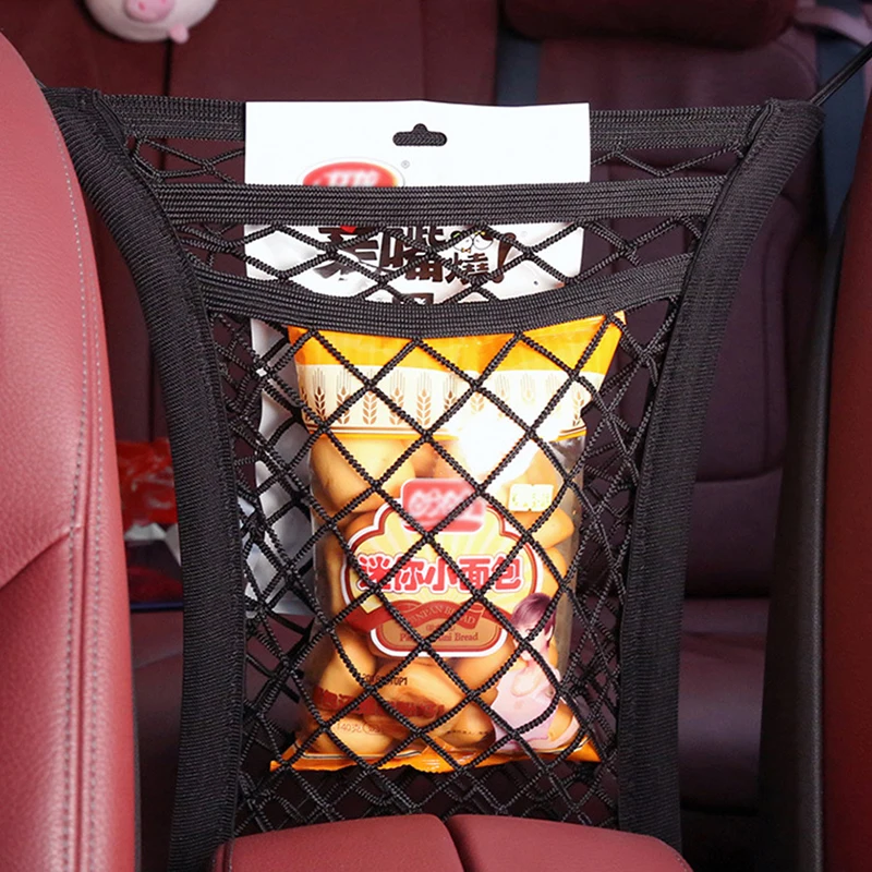 3-Layer 25x30cm Car Seat Organizer Net Bag Auto Mesh Luggage Holder Tissue Paper Phone Storage Bag Pet Blocking Net