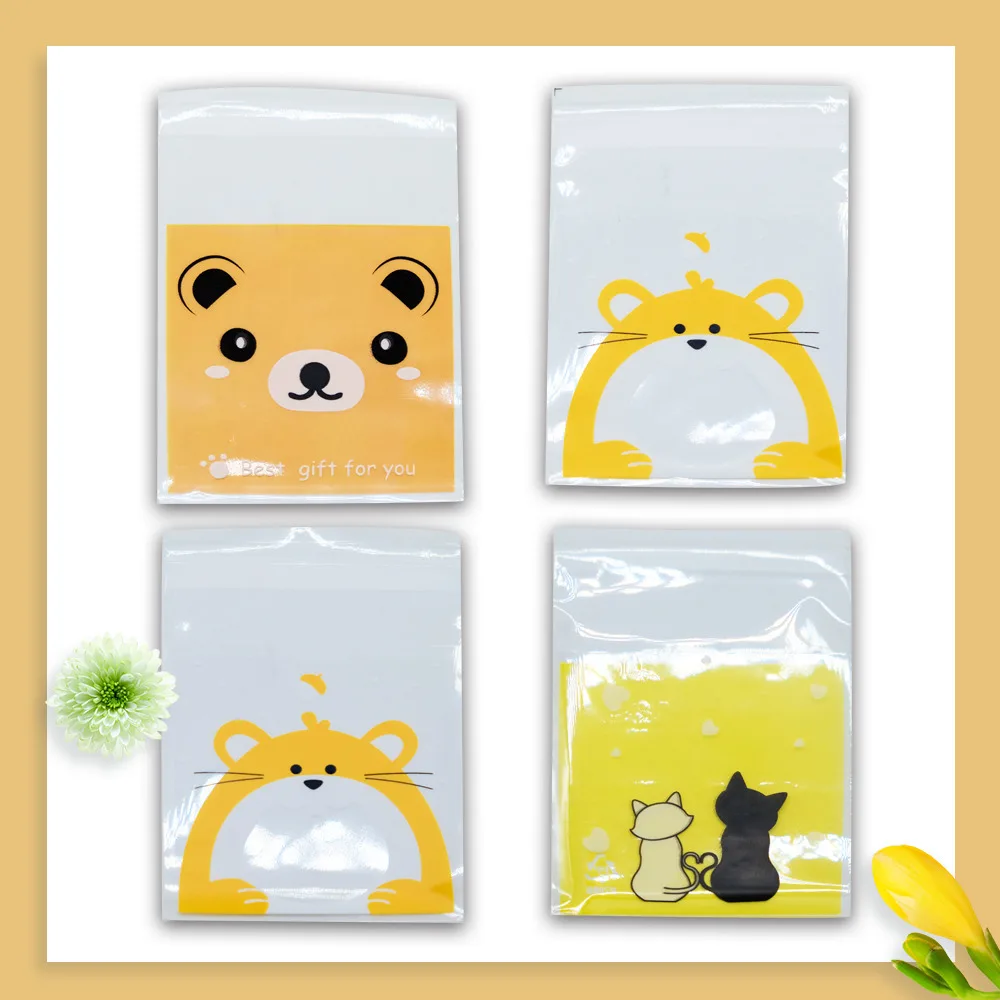 50/100PCS Plastic Candy & Cookie Self-sealing Bag Cartoon Biscuits Snack Baking Bag For Birthday Wedding Party Baby Shower Decor