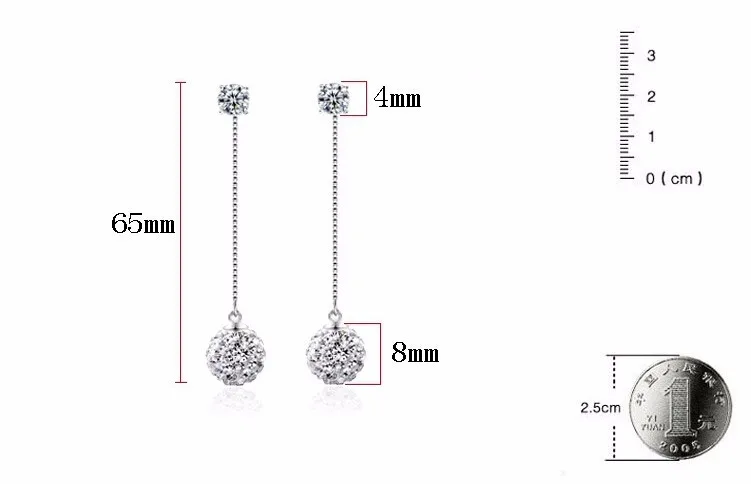 Wholesale Fine Jewelry New Design Rhinestone Crystal 925 Sterling Silver Long Drop Earrings for Women Girls Gift