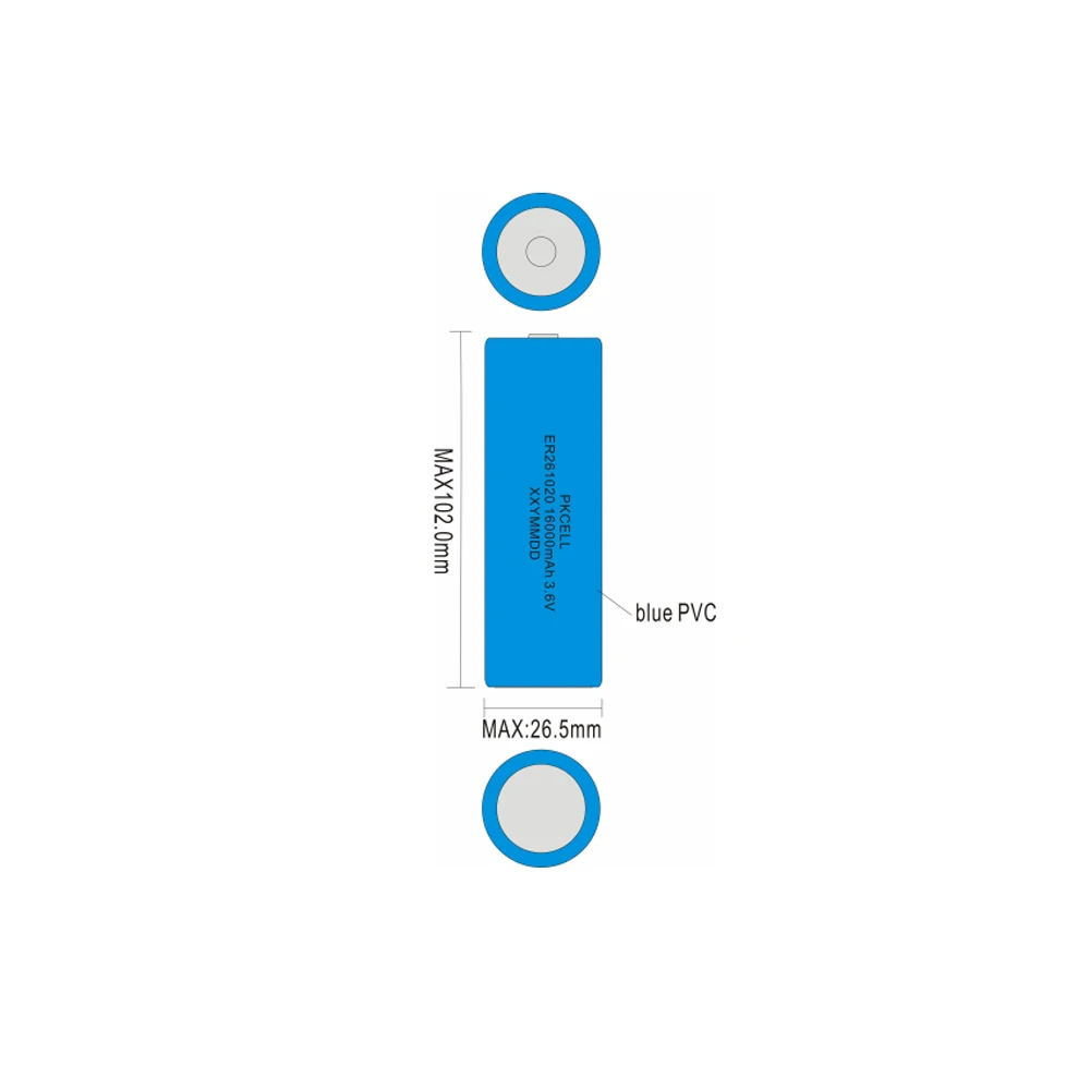 Imagem -03 - Bateria de Lítio Pkcell Er261020 16000mah Li-socl2 Bateria de Drenagem Alta 3.6v Pcs por Lote