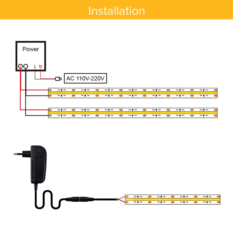 320 480 LEDs/m COB LED Strip Lights 16.4ft Flexible Tape Ribbon Lighting RA90 DC12V 24V Dimmable 3000K 4000K 6500K Led Strip