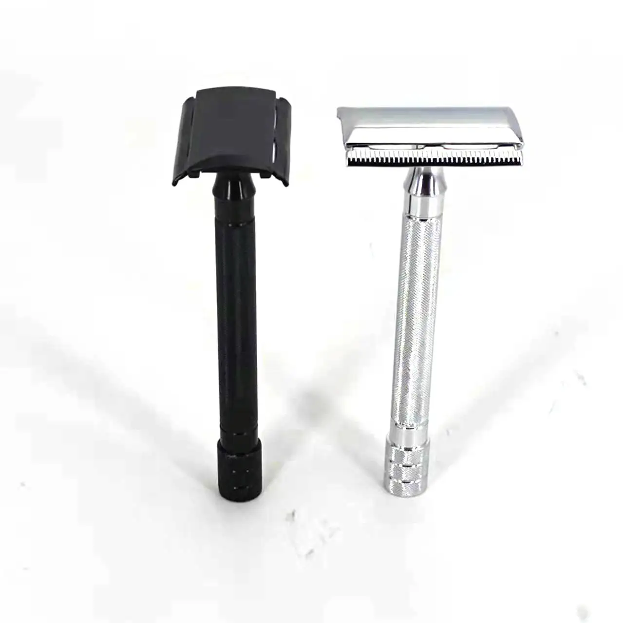 Razor de seguridad de doble filo para hombres-perfecto para uso diario, navaja de seguridad con mango negro de aleación de aluminio para Barba sahver