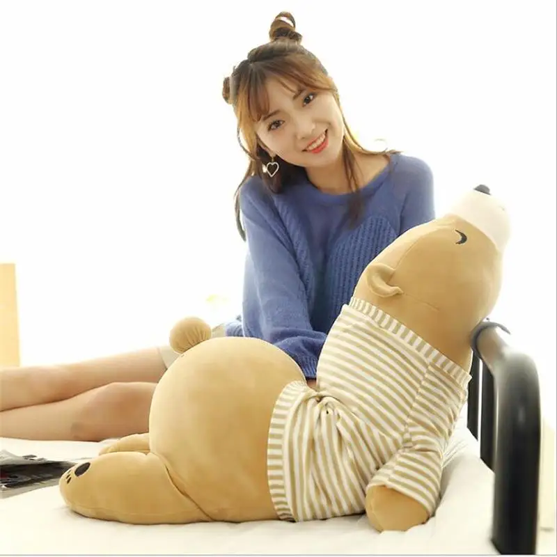 35-110CM Kawaii Dressing Polar Bear Plush Doll Soft Stuffed Sleeping Bear Pillow Animal Plush Toys Cartoon Gifts