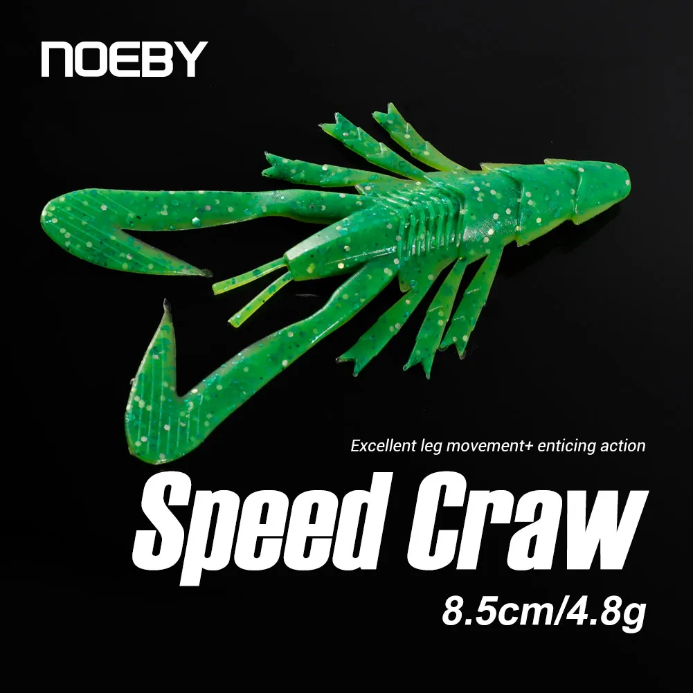 

NOEBY-Soft Silicone Fishing Lure, Crayfish Wobblers, Shrimp Worm, Jig for Bass Fishing, Craw, 8.5cm, 4.8g，5pcs