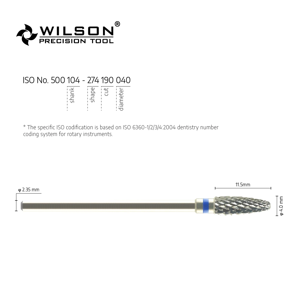 WilsonDental Burs 5000348-ISO 274 190 040 Tungsten Carbide Dental Burs for trimming Plaster/Acrylic/Metal