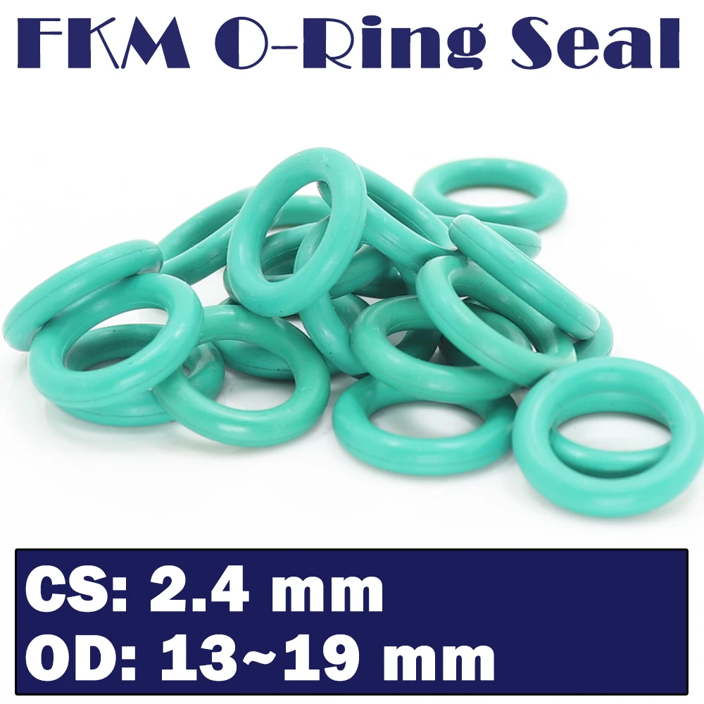 CS 2.4mm FKM Rubber O RING OD 13/14/15/16/17/18/19*2.4 mm 100PCS O-Ring Fluorine Gasket Oil seal Green ORing