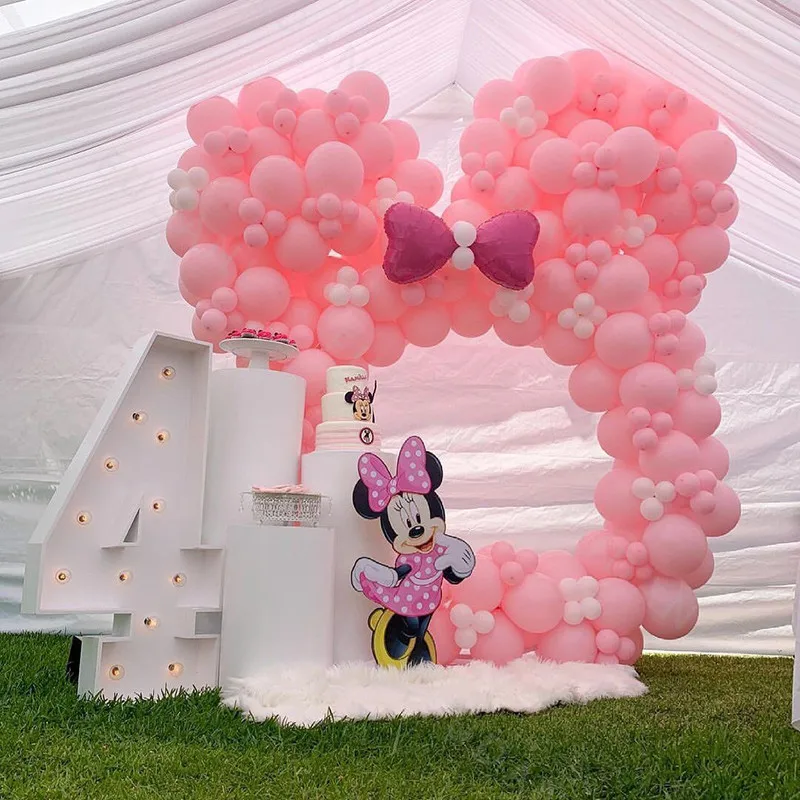 1set Disney Arch Garland Kits Pink Minnie Mouse Latex Balloons Kids Gifts Birthday Wedding Party Decor Baloon Baby Shower Globos