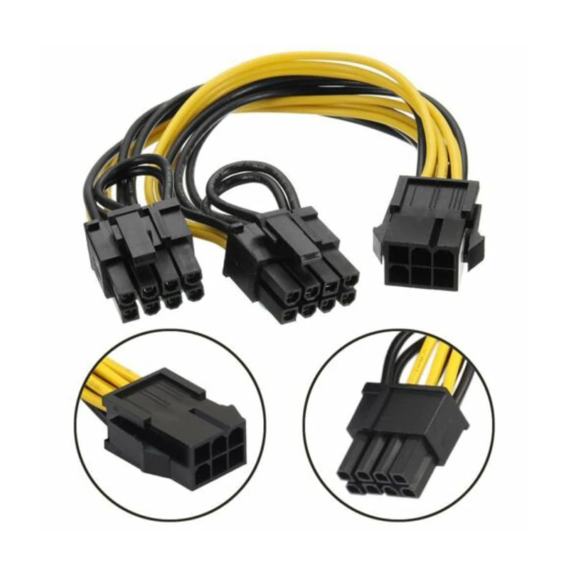 5pcs/10pcs  6pin PCI Express to 2 x PCIe 8 (6+2) pin Motherboard Graphics Video Card PCI-e GPU VGA Splitter Hub Power Cable 20CM