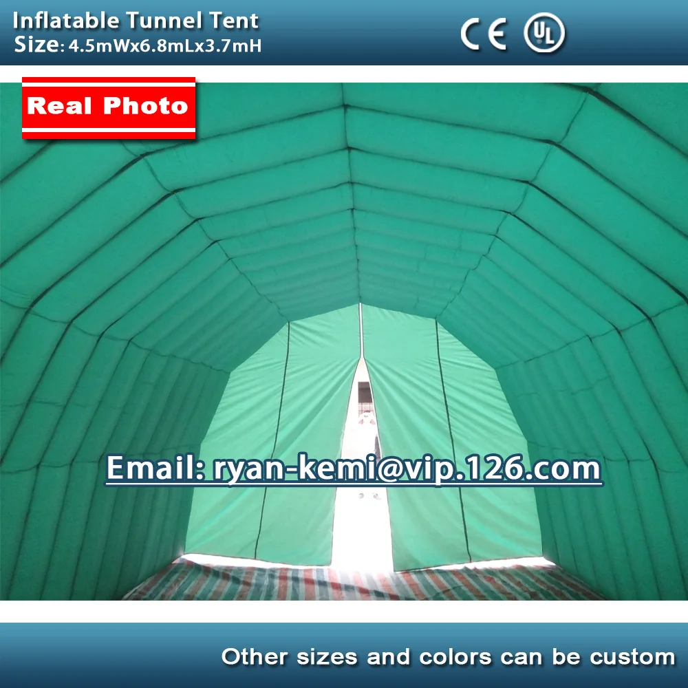 Tenda gonfiabile all'aperto della tenda del tunnel gonfiabile verde lunga 6.8m per il tunnel di sport di calcio del baldacchino del garage dell'automobile del tetto della tela di eventi