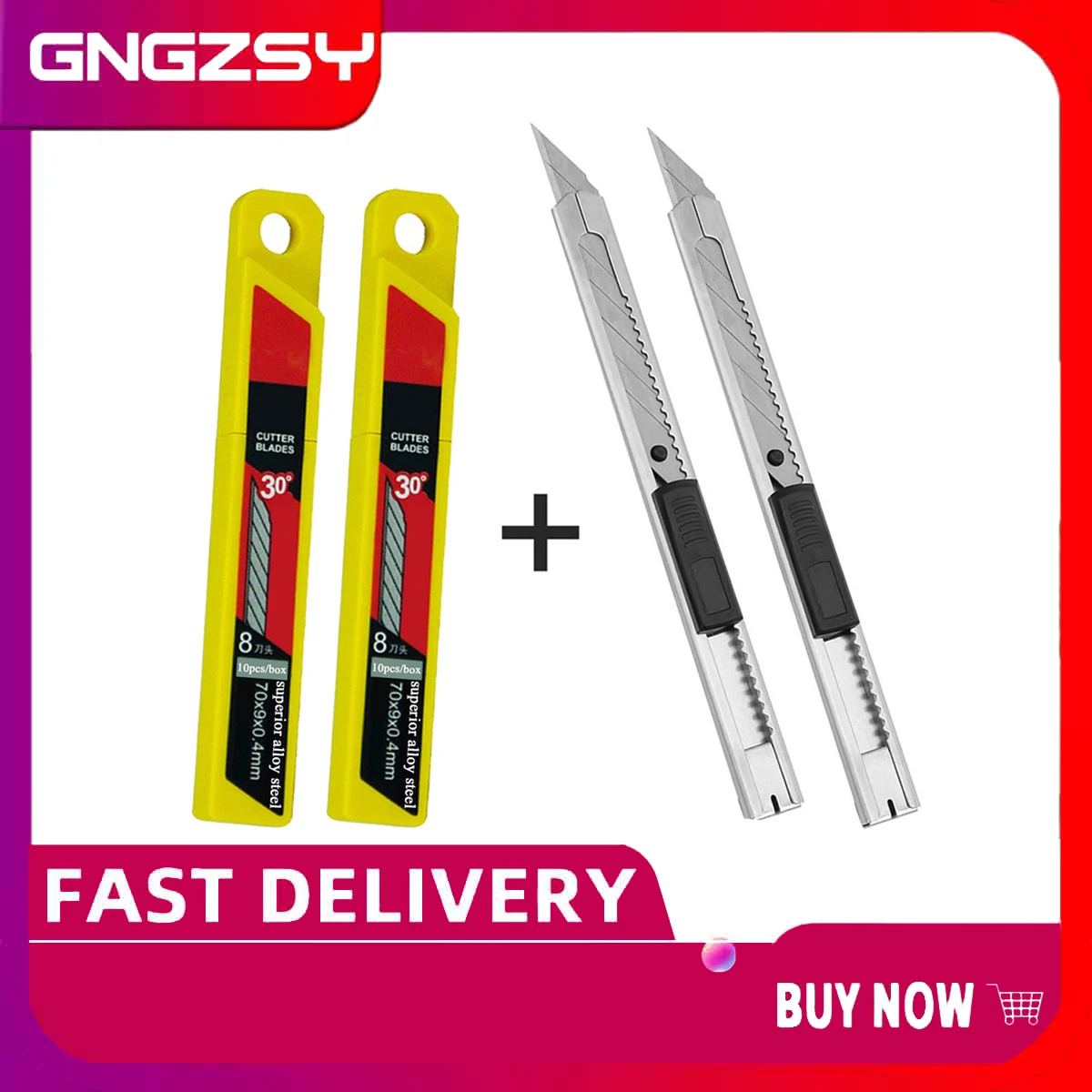 CNGZSY 2PCS Mini Art Utility Knives 20PCS Stainless Steel Blades DIY Knife Vinyl Film Cutter Car Wrapping Cut Tools 2E02+2E03