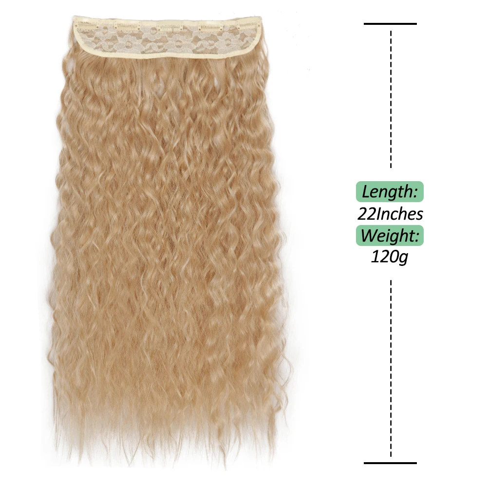 Synthetic 5 Clips 22 Inch Long Wavy  One Piece Hair Extensions Heat Resistant Black Blonde Hair Women False Hair