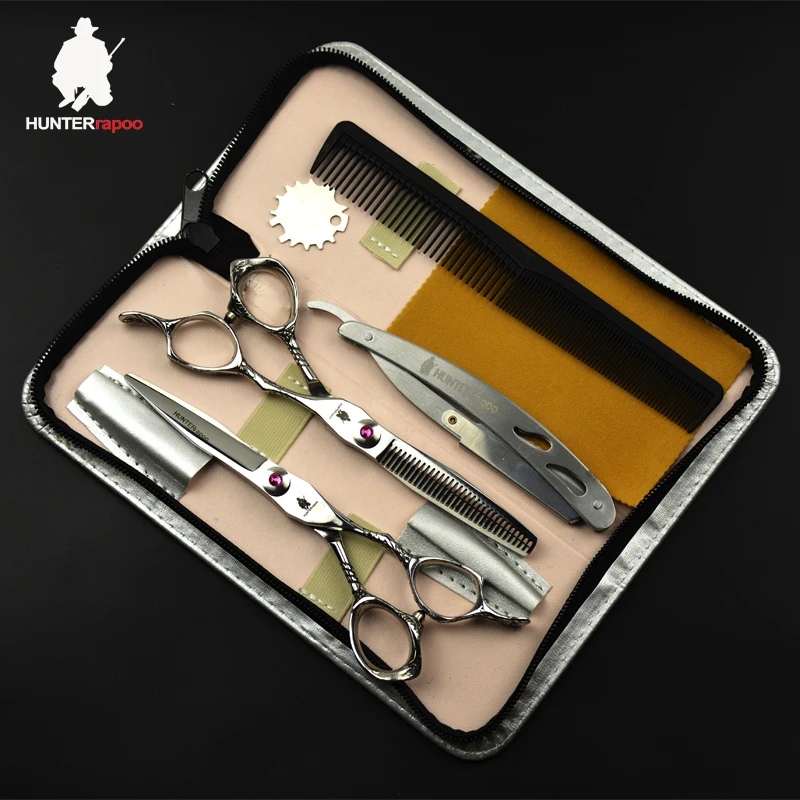 

HT9111 Stainless Steel Hair Cutting Scissors Set 6" Inch Barber Scissors Kit Thinning Shears for Haircut Barbershop Tools