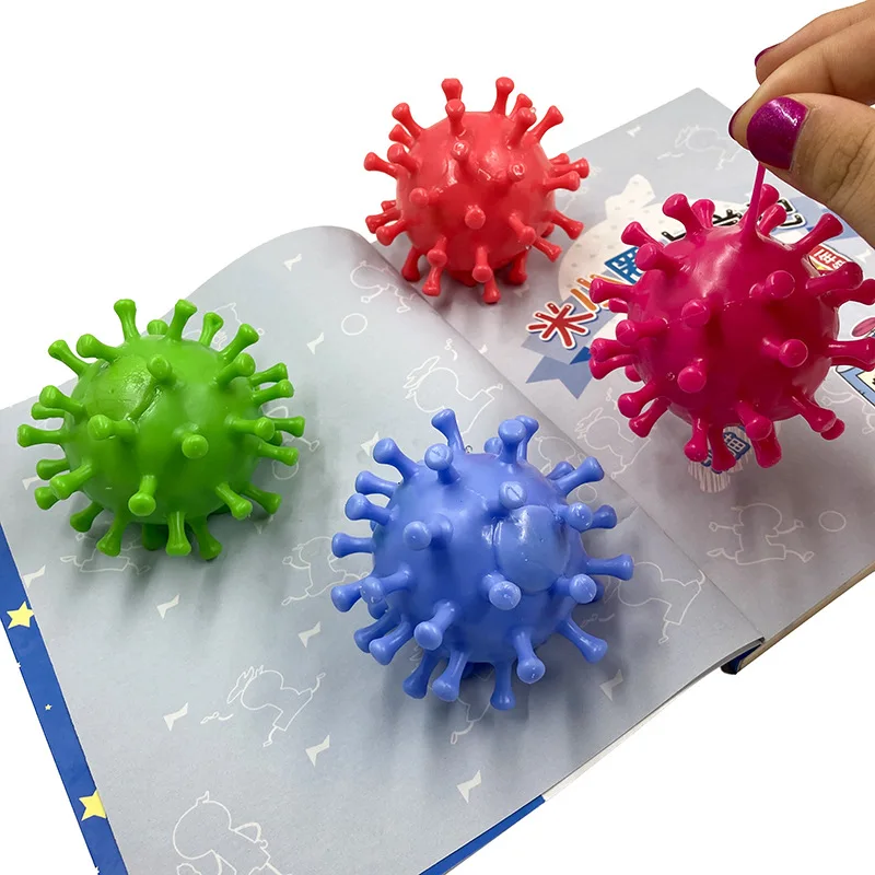 Bola de colores con forma de Virus para niños y adultos, juguete antiestrés de 7,5 cm de diámetro para masaje