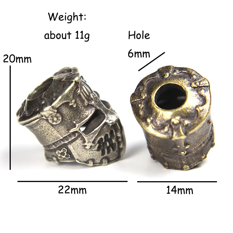 Brass Crusader Samurai Helmet Knife Beads Lanyard Pendants DIY Paracord Rope Beads Accessories Retro Guard Mask EDC Tool Charms