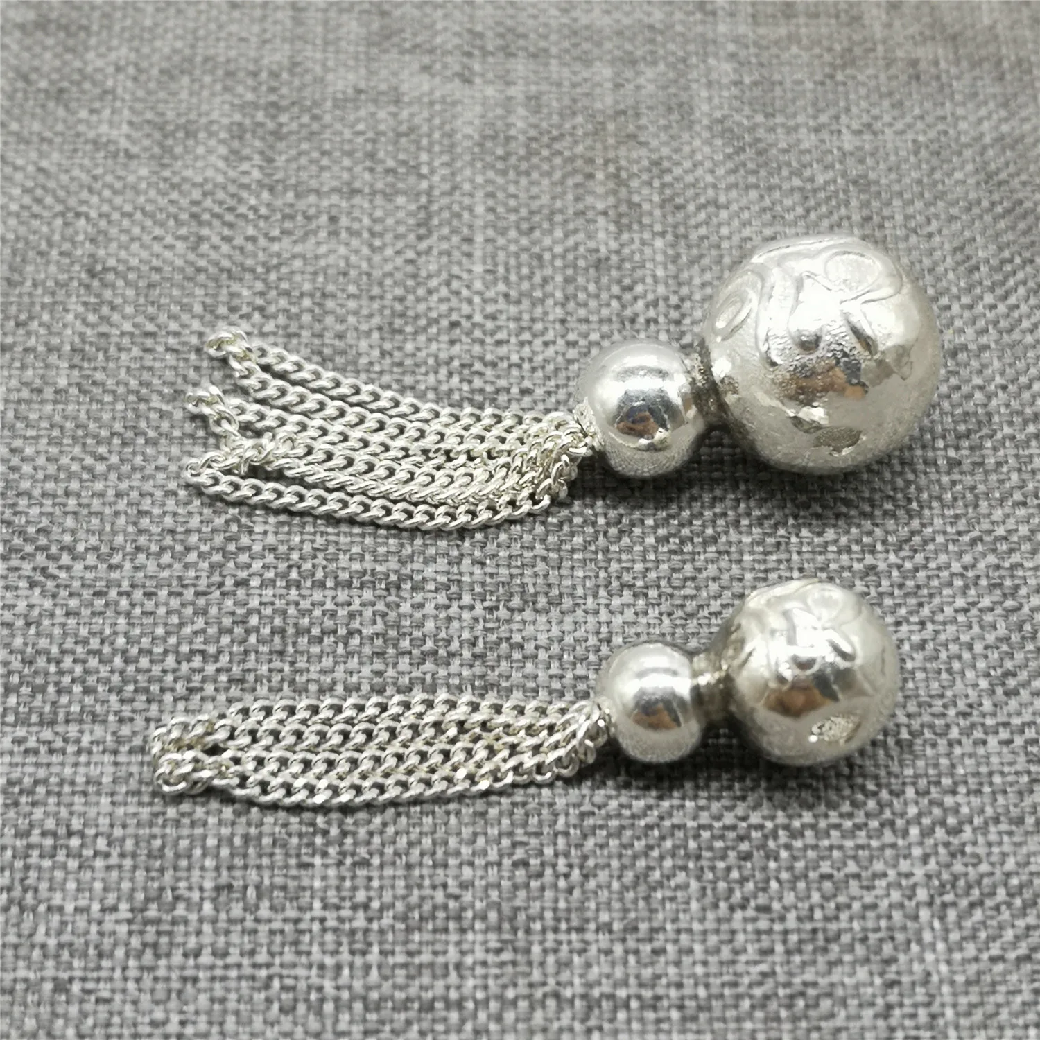 925 Sterling Silver Om Tassel Charm w/ Gourd Shape for Necklace Bracelet