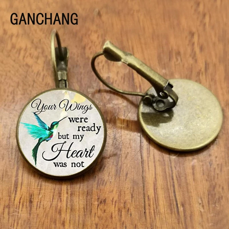Earrings hummingbird cabochon earrings jewelry, the last gift earrings
