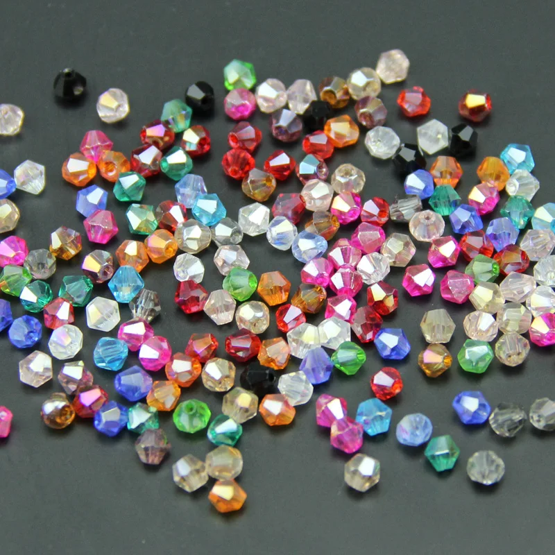 JHNBY 4mm 100pcs AAA Bicone Austrian crystals loose beads ball supply AB color plating ,bracelet necklace Jewelry Making DIY