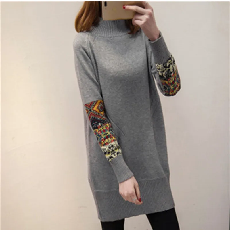 New Long Sweaters Women 2023 Autumn Winter Korean Half-high collar Clothes For Female Pullover Warm Knitting Solid Sweaters