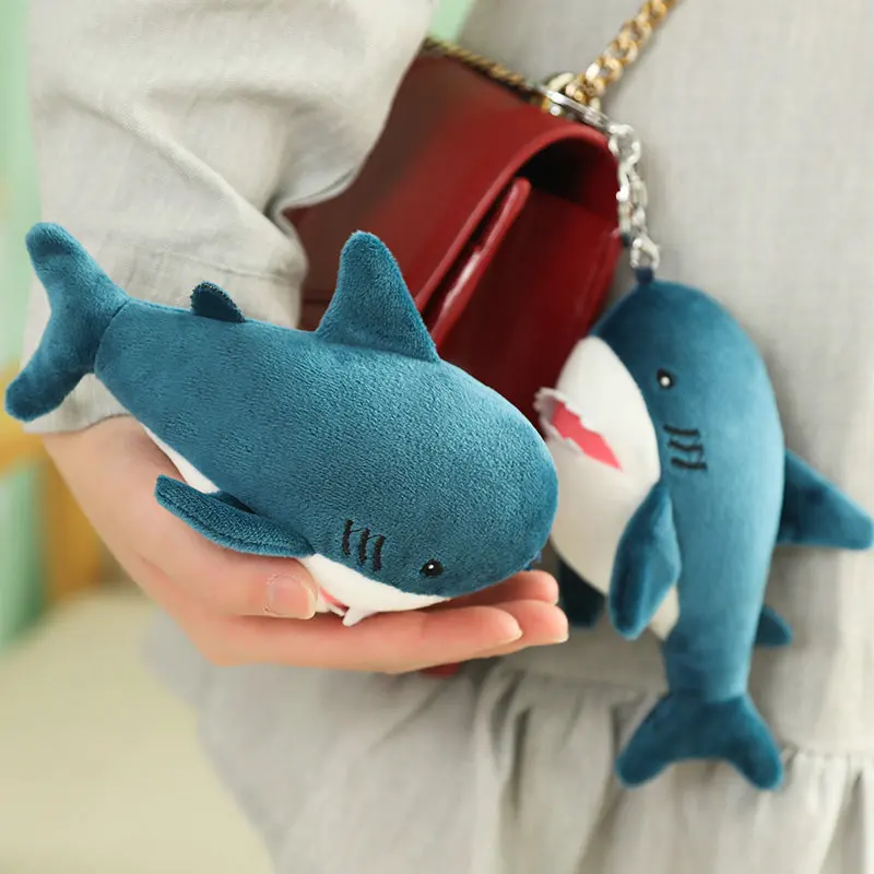 Soft Simulation Cute Shark Plush Toys Kawaii Stuffed Lovely Animal Bag Small Pendant for Birthday Gifts