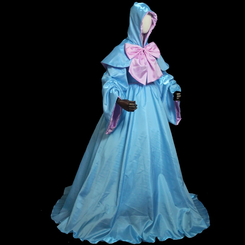 New Arrival Cinderella Princess Cosplay Costume Fairy Godmother Stage Performce Dress With Hood For Halloween Party Carnival