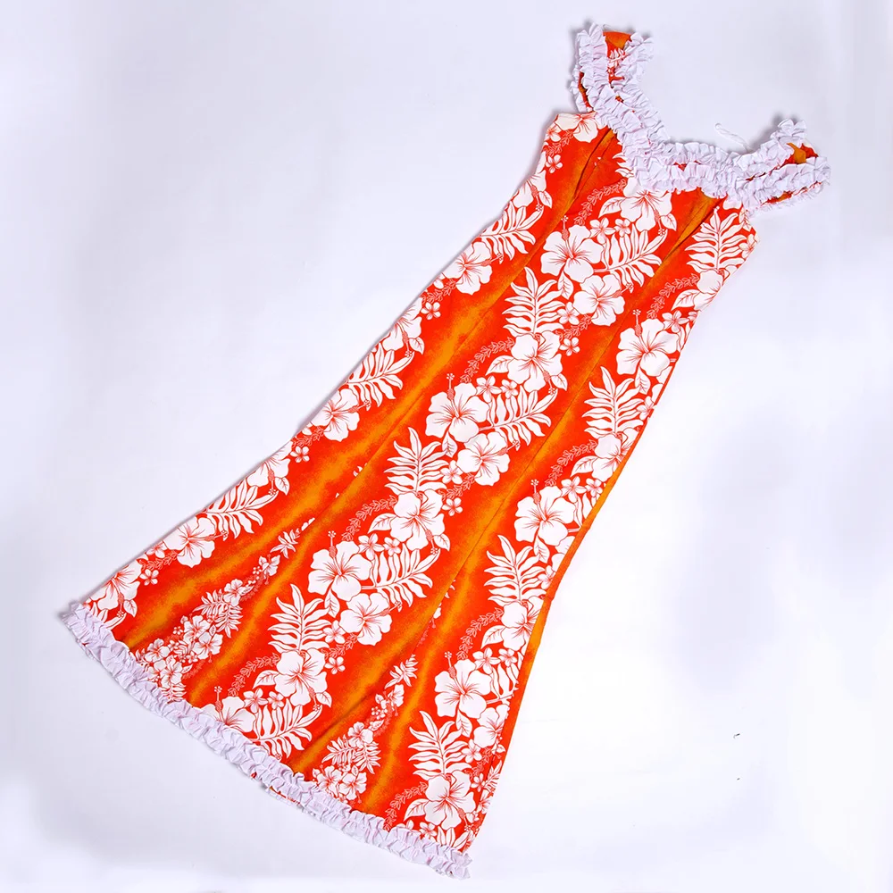 

Free Shipping HS00026 10 Pcs/lot Orange Hula Pa'u Skirt with Floral Print Pretty Girl Party Decoration Fashion Dress Wholesale
