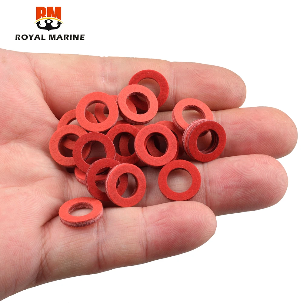 DWCX 20pcs Red Lower Unit Oil Drain Screw Gasket Fit For Yamaha 90430-08020-00 90430-08003 Accessories 90430-08020-0 90430-08020