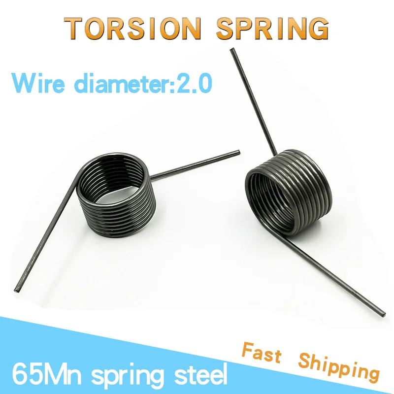 

60 90 120 180 Degrees Angle V-Shaped Spiral Spring 65Mn Steel Torsion Spring 10PCS Wire Diameter 2.0