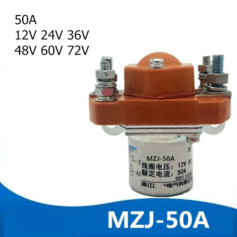 ZJ DC Contactor 1NO Normal-Open 12V 24V 36V 48V 60V 72V 50A DC Contactor for Motor Forklift Electromobile Grab Wehicle Car Winch