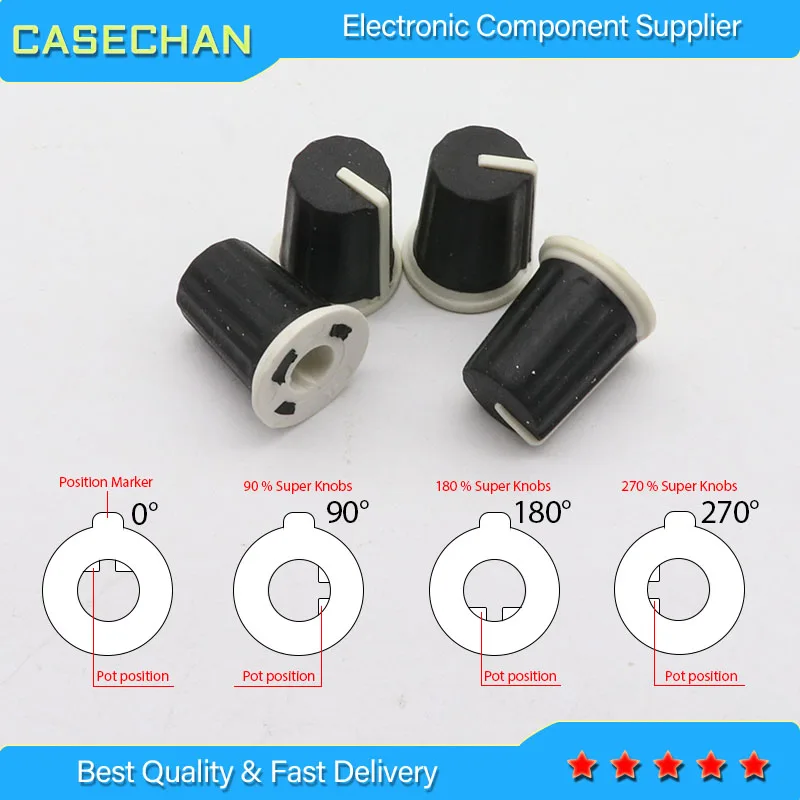 10pcs half shaft rubber potentiometer knob / 90 degrees 16MM * 19MM potentiometer knob cap