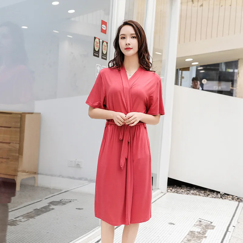 Kimono Bathrobe Dress Sleepwear Home Clothing Casual Cotton Bride Bridesmaid Wedding Robes Comfortable Modal Solid Robe Gown