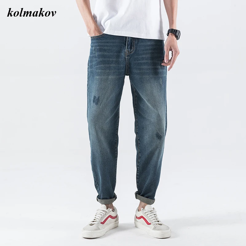 2024 New Arrival Spring Style Men Boutique Leisure Denim Jeans Fashion Casual Solid Men's Loose Jeans Trousers Plus Size M-7XL