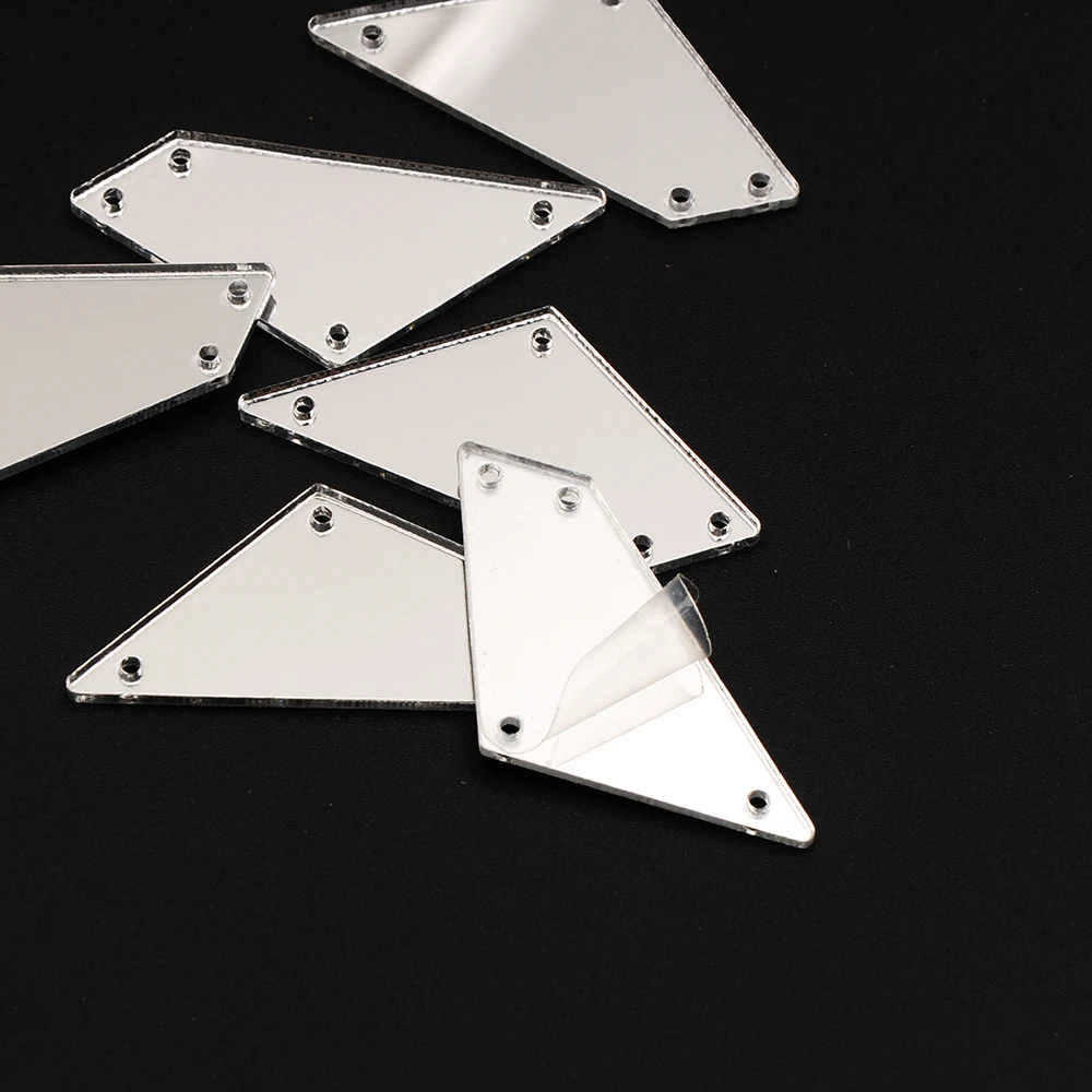 YANRUO P02 17x38mm 30 Stück Unregelmäßige Glatte Acryl-Spiegel-Applikationen Flache Rückseite Spiegel für Kleidung Nähen – Detail 1