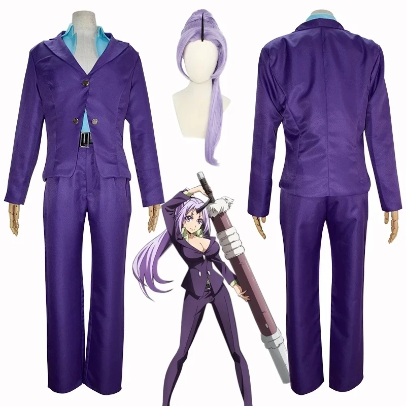 Anime That Time I Got Reincarnated as a Slime Shion Cosplay Costumes Top Pants Purple Uniform Sets Women Men Halloween Party