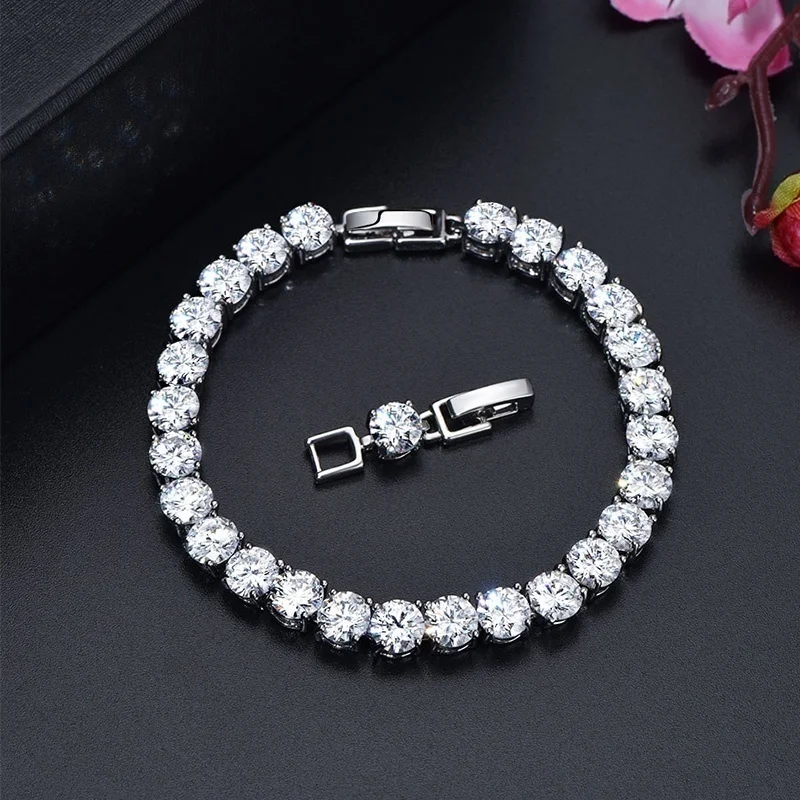 Delicate Sparkling Rainbow Crystal Rhinestone Bracelet for Ladies Tennis Bracelet Fashion Charm Jewelry Gift