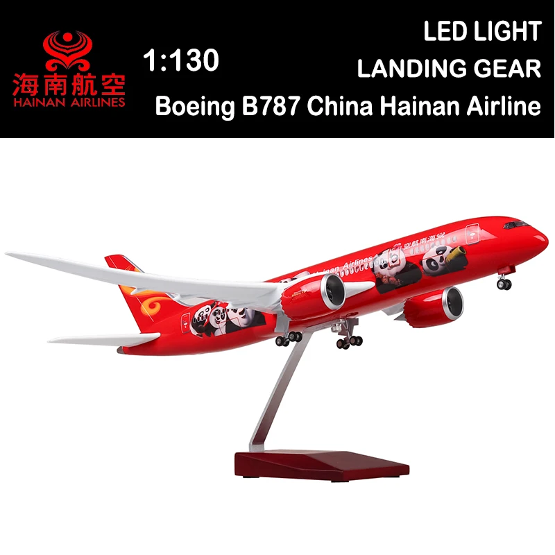 

43CM 1/130 Airplane Boeing B787 China Hainan Airline Model Light Diecast Plane Collection Boys Toys Adult Gift Airliner Display