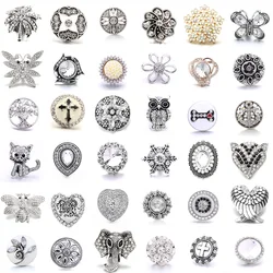 5pcs/lot New White Snap Jewelry 18mm Snap Buttons Animal Owl Butterfly Elephant Ginger Button Charm Women Fit Snap Bracelet