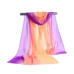 160*50cm New Fashion Woman  Color Gradient Chiffon Scarf Wild Shawl Sunscreen Girl Scarf Scarves