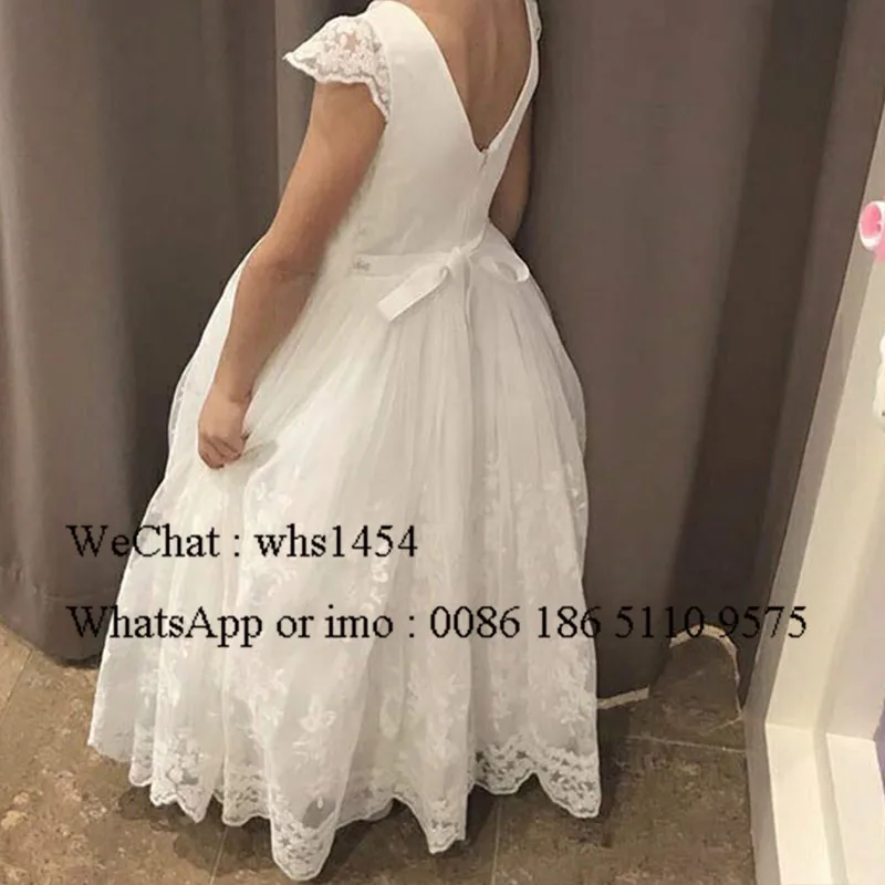 Mbcullyd A-line Flower Girl Dresses For Weddings 2023 Cap Sleeves Girls Birthday Communion Party Dress With Lace Cheap Under 100