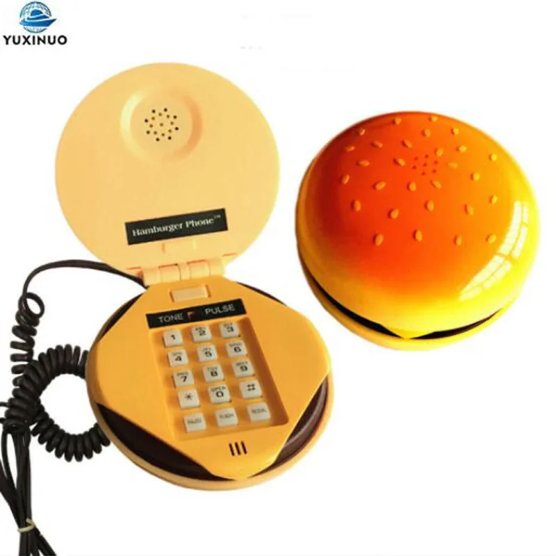 Funny Gadgets Emulational Hamburger Telephone Wire Landline Phone Cheeseburger Phone for Display Home office Hotel Decoration