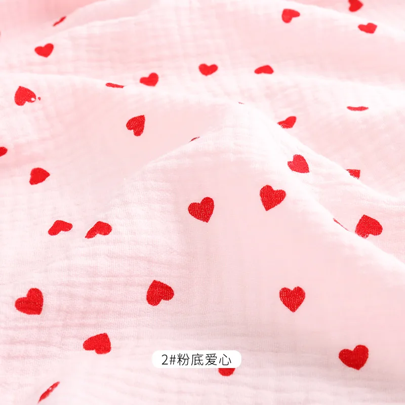 Soft Heart Print Cotton Sewing Fabric for DIY Projects